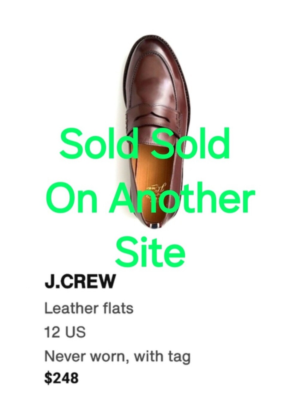 J. CREW MEN'S BROWN LEATHER LOAFER SZ 12 NIB